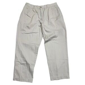 Vintage Bugle Boy Tan Beige Khaki Chino Pleated Ivory Dress Slacks Men's 36x30